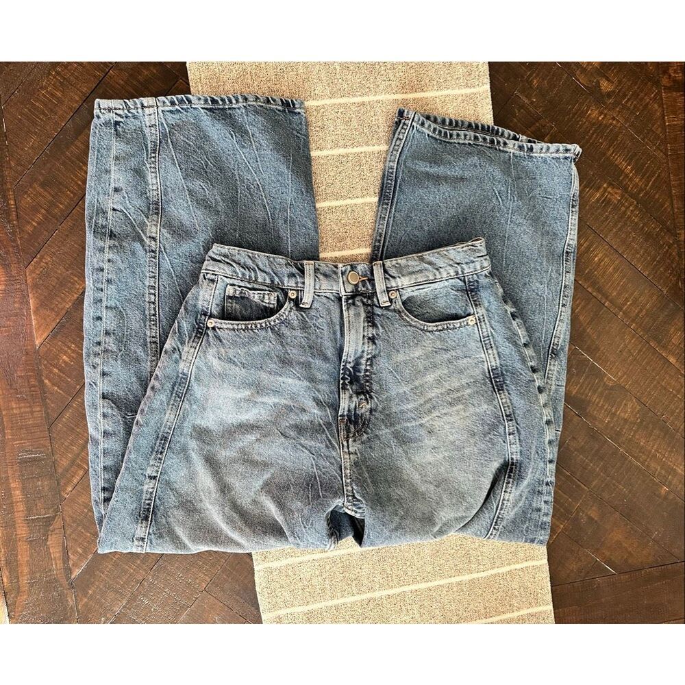 🌸 Good American Medium Wash Extreme Barrel Jeans Size 2 or 26 - Picture 2 of 5